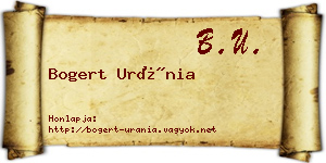 Bogert Uránia névjegykártya